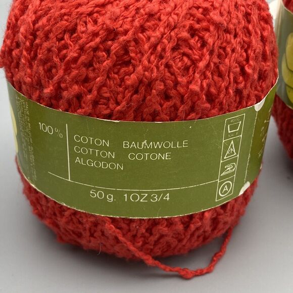 Phildar Recif 333 RED 100% Cotton Yarn 50g‎ 1.75 oz Lot of 3 Nubby Textured - Picture 2 of 6